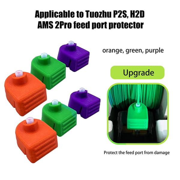4 stk for P2S H2D AMS 2 Pro Feed Port Protector 3D-skriveroppgradering Orange