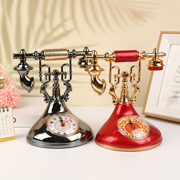 Retro telefonmodell Väckarklocka Creative Timekeeper Desktop T Red