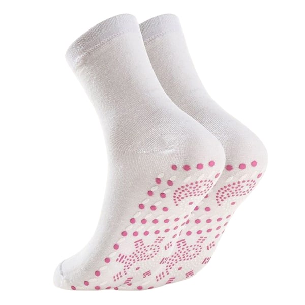 Selvvarmende sokker Mænd Kvinder Fodmassage Magnetisk Terapi Heal White