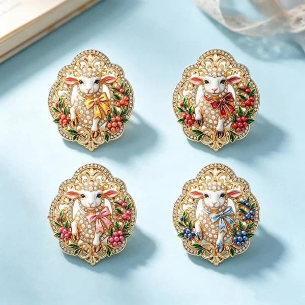 1 stk. e Fårebrocher Rhinestone Fransk Hof Gedens År A2
