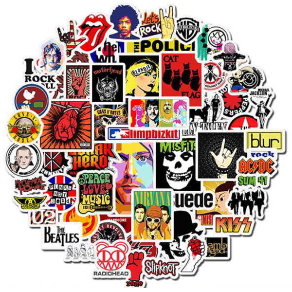 52 stk Rock and Roll Hip Hop Punk Music Band Stickers til telefonen