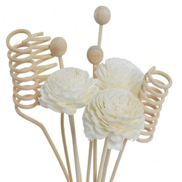 9 STK Kunstig Blomst Rattan Siv Duft Aroma Diffuser Sti