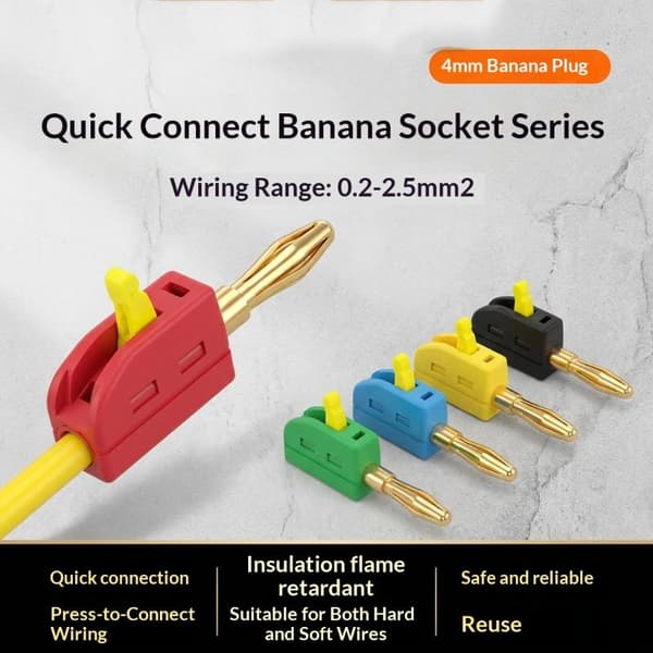32A 3/4mm Bananplugg Loddefri Hurtigkobling Høy Strøm Gull A5