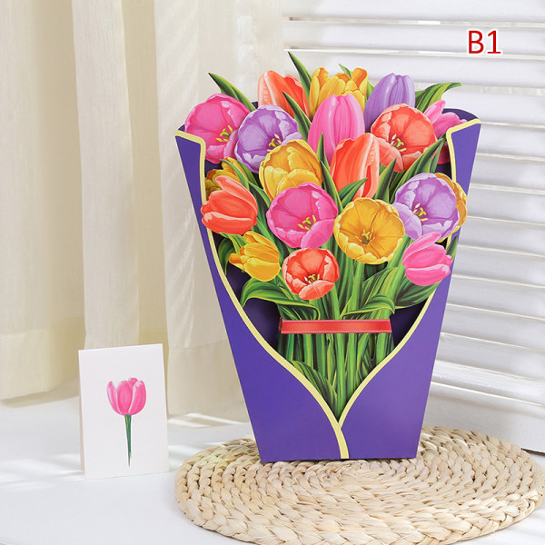 3D Stereo Bouquet Onnittelukortti Paperi Kaiverrus Stereo Holiday Gr B1