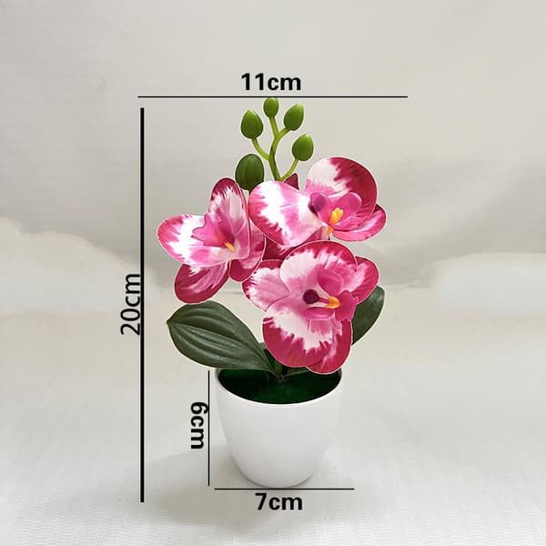 Konstgjord Orkidé i Kruka Mini Phalaenopsis Plastblomma Dekoration A2