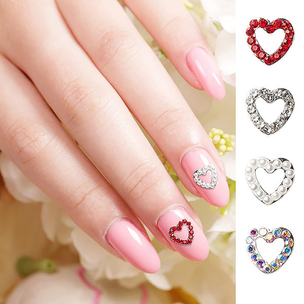 5 STK Hallow Heart Nail Art Charms Legering Nail Decoration Diamond A