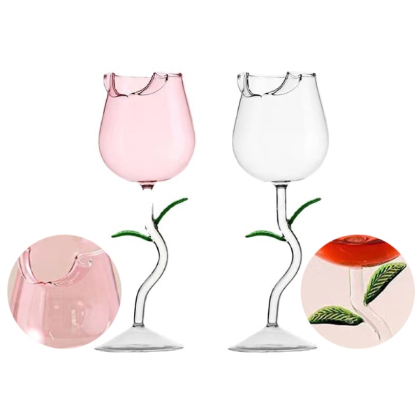 Rose-formet rødvinsglas Rose Shape vinglas med farvet A1