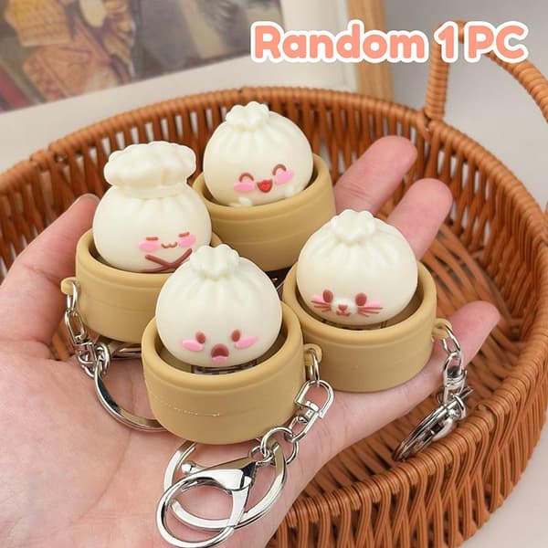 e Dampet Bolle Nøglering Realistisk Dimsum Design Blød Langsom Tilbage