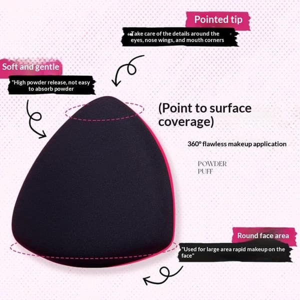 3 st rosa hjärtformade puderpuffar utan puderabsorption onesize