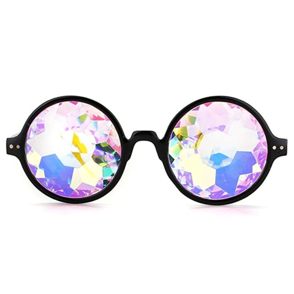 Klare runde briller Kaleidoscope Eyewears Crystal Lens Party Su Black