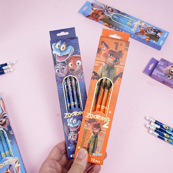 Tecknad Zootopia 2 Boxade Pennor Skolmaterial Kontorsmaterial Random