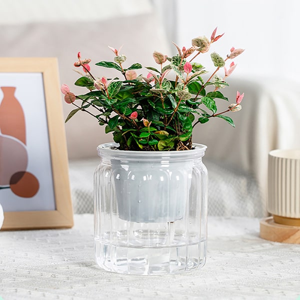 Runda självvattnande blomkrukor Hydroponics er självabsorberande W Gray