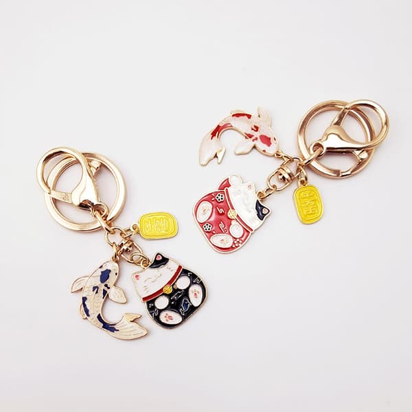 e Nøglering Lucky Cat Fish Nøglering Creative Koi Cat Paw Keychai B