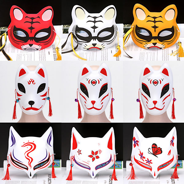 1kpl Anime Fox Masks Half Face Cat Mask Masquerade Festival osa A4