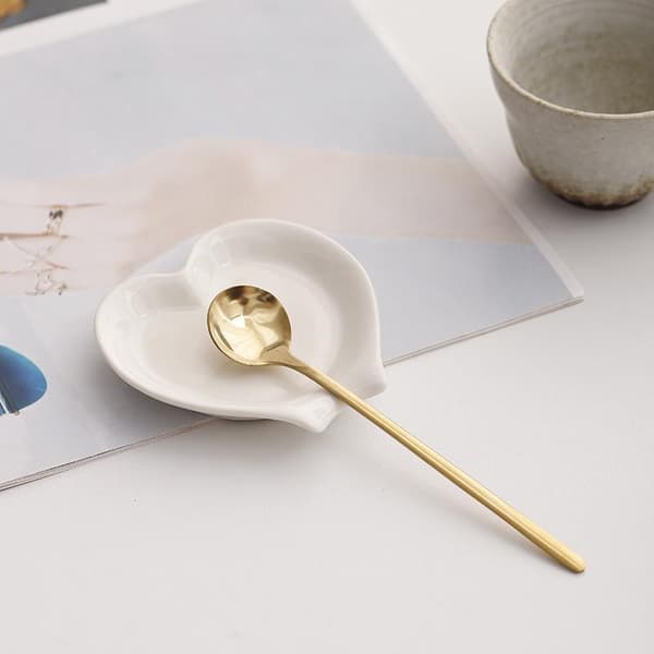 Hjerteformet keramisk skjeholder White