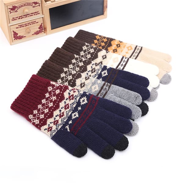 Vinter Touch Handsker Kvinder Mænd Varm Stretch Knitting Full Finge Khaki