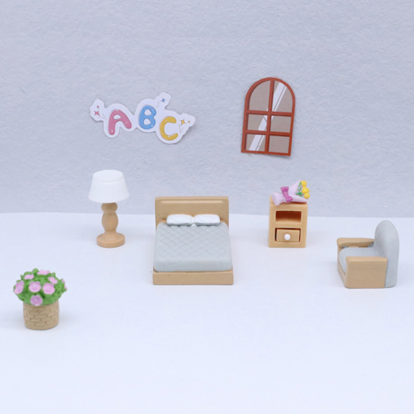 Dukkehus Miniaturemøbler Sofastol Skrivebordsstol DIY Dollh E