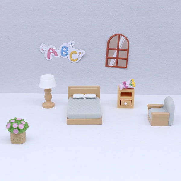 Dukkehus Miniatyrmøbler Sofa Stol Skrivebordsstol DIY Dollh E