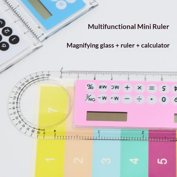 10 cm Linjal Kalkulator Solcellekort Mini Beregning Student Aritmetikk Dark blue