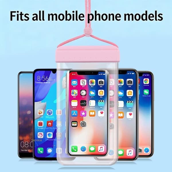 Universal Gennemsigtig Vandtæt Telefonpose Svømning Crossbody White
