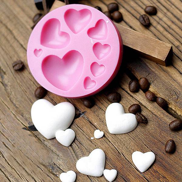 3D DIY Hjerte Fondant Form Silikon Kake Dekorering Håndverk Sukker