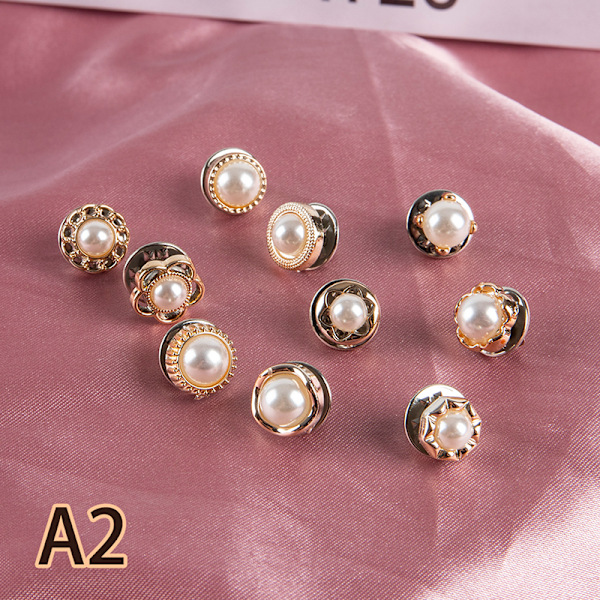 10 Stk Knap Broche Sæt Fashion Pearl Rhinestones Pin Coat Clot A2