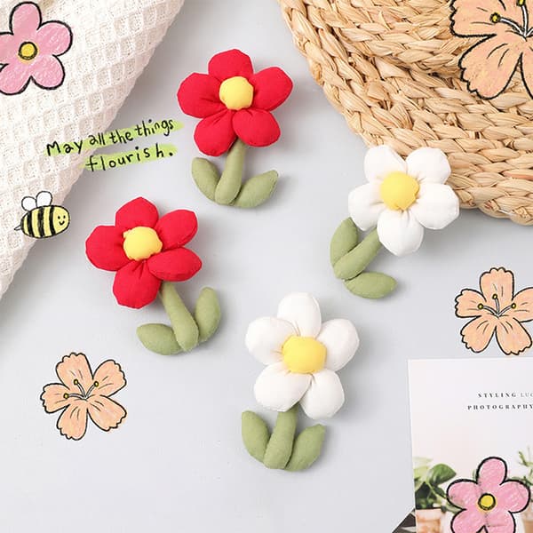 Bomull Puffy Flower Broscher för kvinnor Mode Lapel Pins Red