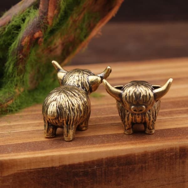 Mini Retro Messing Vegg Highland Storfe Skulptur Håndleketøy Gave K
