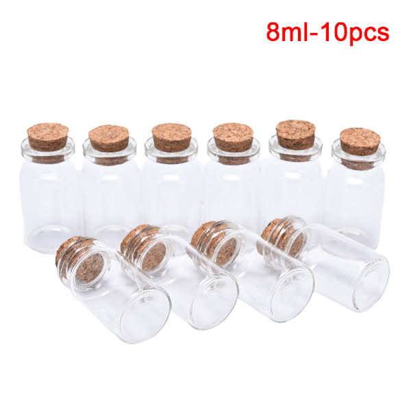 10 STK mini glassflasker med korkstopper klar flaske 8ml-10pcs