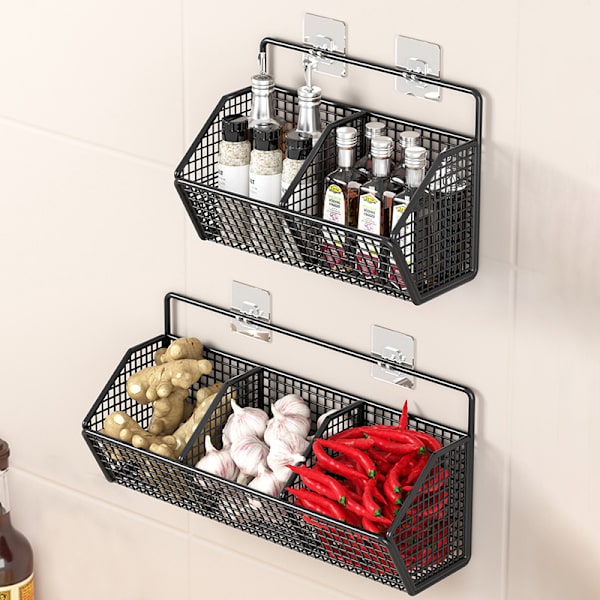 Väggmonterad förvaringshylla Lök Ingefära Vitlök Kryddor Kitche A2