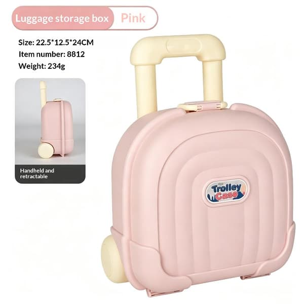Mini e Børne Trolley Opbevaringskasse Holdbar Tyk Skal Stor Kapacitet Pink S
