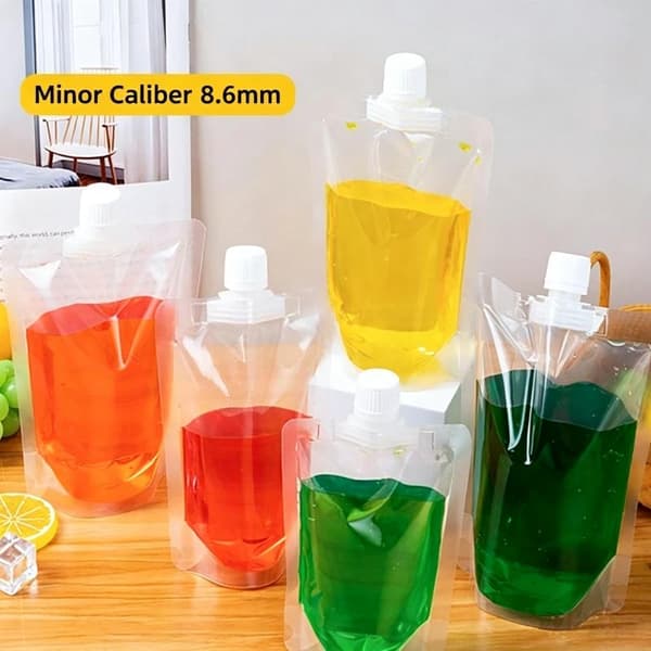 100x Stående Plast Drikkepose Tudpose Drikkevare Væske Juice 200ml 100pcs