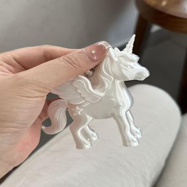 Mode Rosa Pegasus Nyckelring 3D-printad Väskberlock Hjärtlås A2