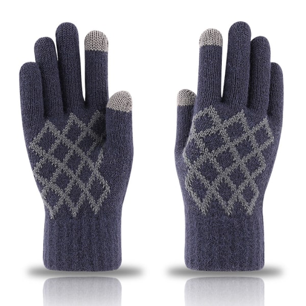 Vinter Touch Handskar Varm Stretch Knit Vantar Full Finger Blue