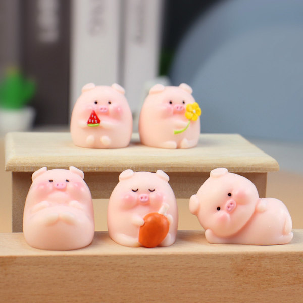 Mini e Pig Figur Dyremodell Moss Micro Landscape Home Deco A2