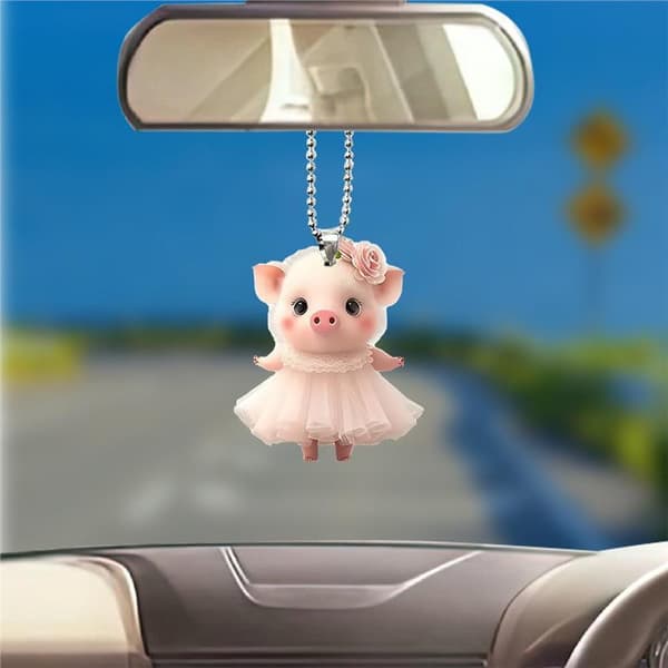 e Pig Car Interior Acrylic Pendant Lovely Auto Keychain Hanging H