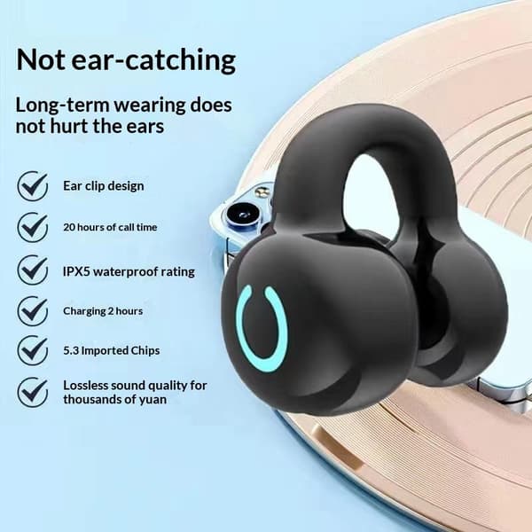 Trådløs Bluetooth Enkel Øre Benledning Klips Øretelefon White
