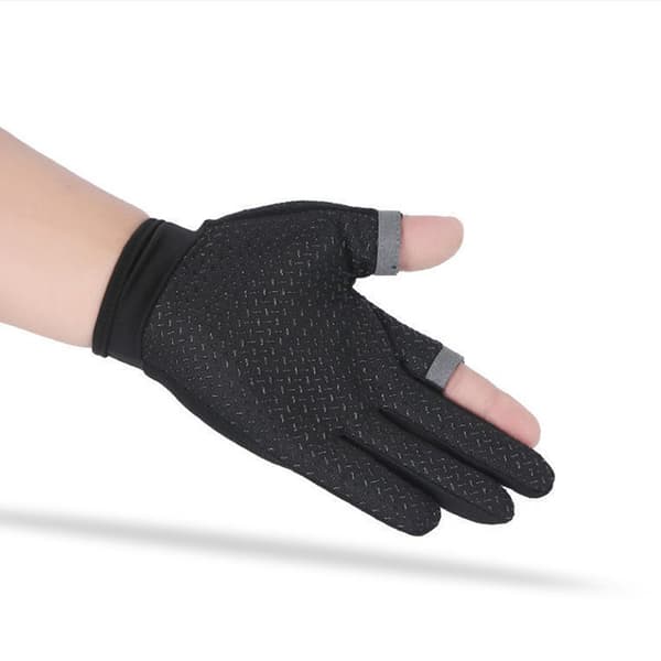 Män Fiskehandskar Dam Two Finger Mane Touch Angling Anti-Sl Gray
