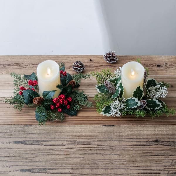 Juledekorasjon Blad Lysestake Krans Fest Hjemmebord D Red