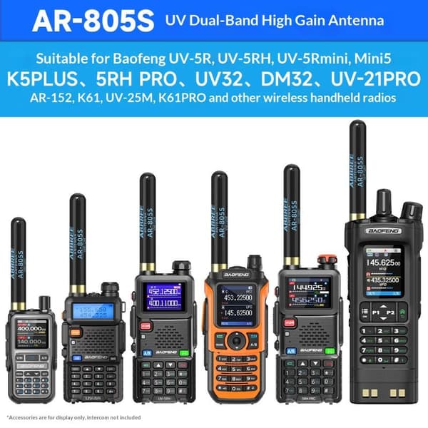 ABBREE AR-805 PLUS AR-805S Walkie Talkie Antenn SMA-hona Hög Orange