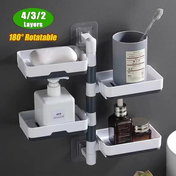 Roterende holder baderomshylle Vegghengt baderomssåpeboks Ho 4 layer storage box