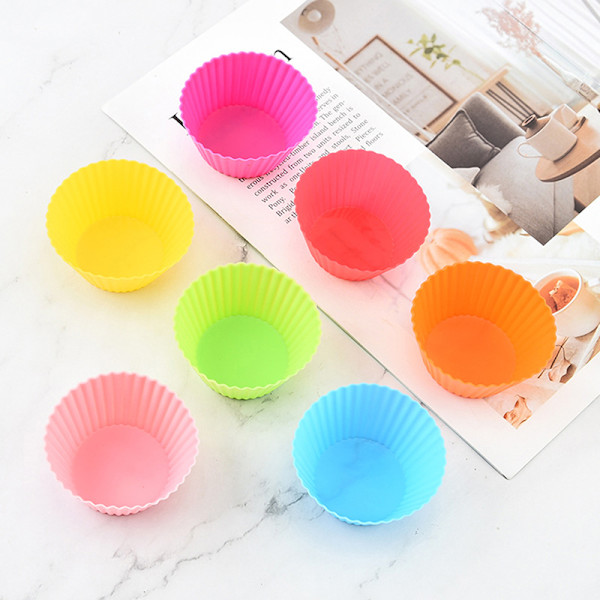 7 stk/pakning Silikon Kakekopp Rundformet Cupcake Bakeformer Co B  7PCS
