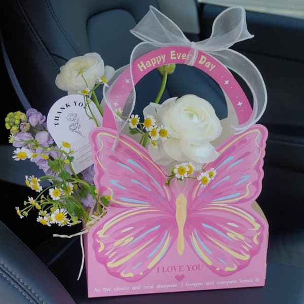 Fjäril Handhållen Blomlåda Transparent PVC Pink
