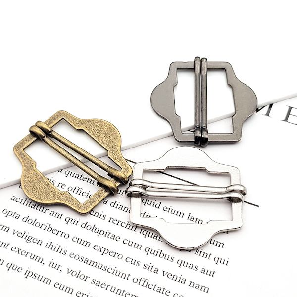 3PCS Metall Dobbel Pin Spenne Elastisk Justering Rektangel Spenne A4