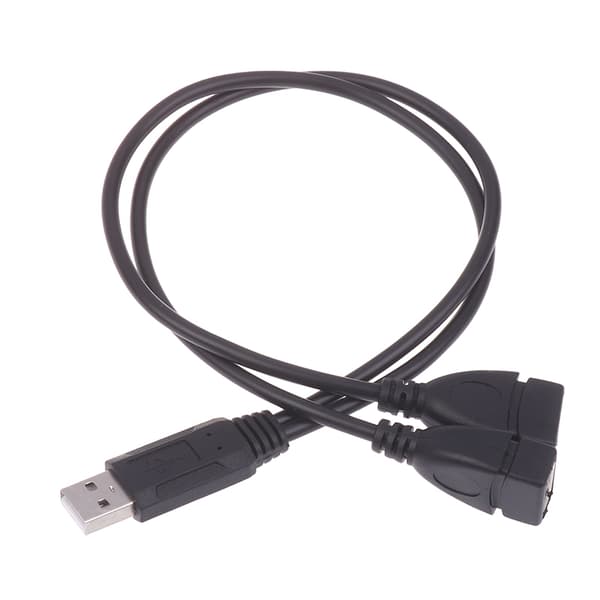 USB-kabeldeler Telefonlader Strømadapterkabel 2 porter 1 M Black