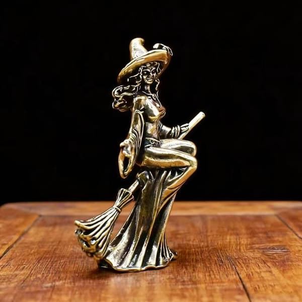 Messing Magisk Heksefigurer Miniatyrer Bordpynt Retro 2PCS