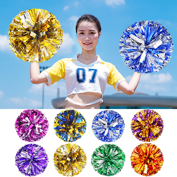 1 stk. Plast Dobbelt Hull Håndtak Cheerleader Pom Poms Metallic St A8