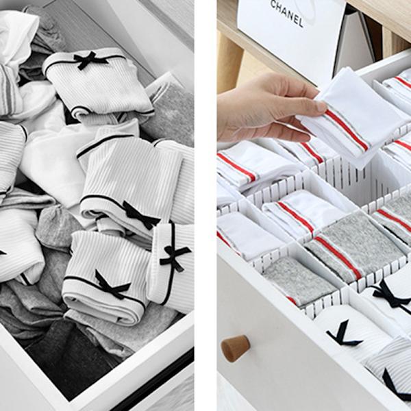 DIY justerbar skuffeskiller kombinasjons skillevegg White