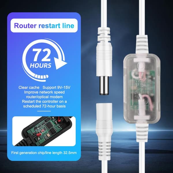 Automatisk Router Modem Genstart Strømkabel 24 72 Timer Auto Cyklus A5