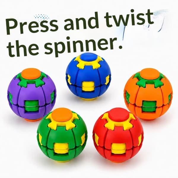 Fargerik Push Spin Fidget Gyro Ball Jevn Rotasjon For Barn A A2